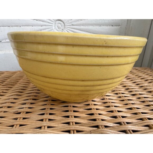 Vintage 30's McCoy Yellow Ribbed Mixing Bowl 7" Farmhouse Primitive - Picture 3 of 11